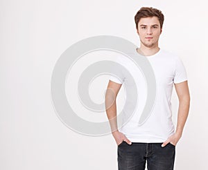 T-shirt template. Blank Front view. Mock up isolated on white background. Summer shirt