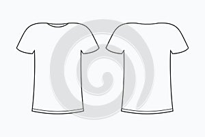 T-shirt template. Blank line tee-shirt. Front and back. Vector.