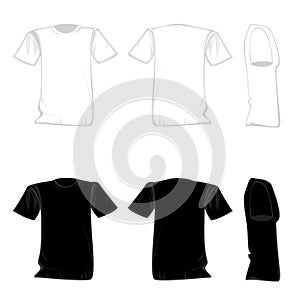 T-shirt template design set. Shirt for front with back and side view.