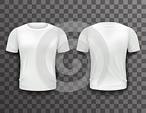 T-shirt Template Front Back Realistic 3d Design Icon Transparent Background Isolated Vector illustration