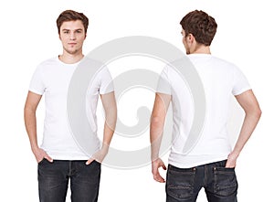 T-shirt template. Front and back view. Mock up isolated on white