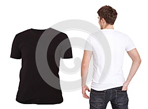 T-shirt template. Front and back view. Mock up isolated on white background. Blank Shirt. Two Shirts