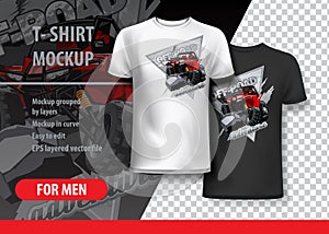 T-Shirt template, fully editable with ATV Off-Road buggy Logo.