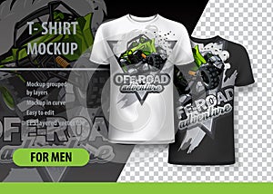 T-Shirt template, fully editable with Green ATV Buggy.