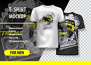 T-Shirt template, fully editable with Yellow Extreme ATV Logo.