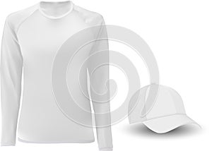 T shirt template. Long sleeve. Baseball hat blank