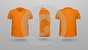 T-shirt Teplate Set. Front Side Back View. Vector