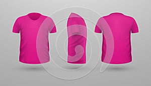 T-shirt Teplate Set. Front Side Back View. Vector
