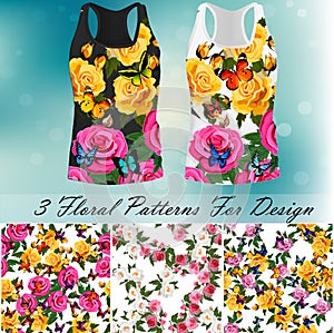 T-shirt with an trendy rose and butterfly design