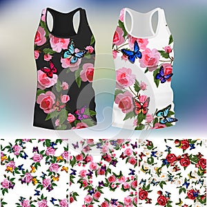 T-shirt with an trendy rose and butterfly design