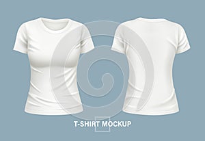T-shirt woman mockup white color front and back illustrations