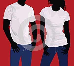 T-shirts. Body silhouette men and women. template