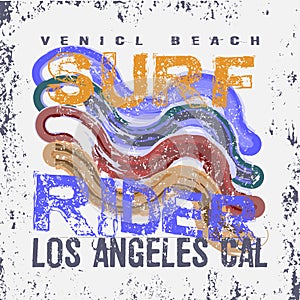 T-shirts surf rider, LA Beach, california surfing