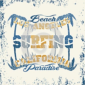 T-shirts surf rider, LA Beach, california surfing, T-shirt inscr