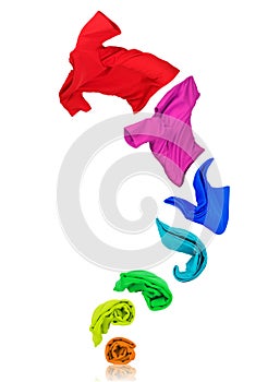 T-shirts unfolds and flies up, isolated on white background