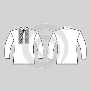 T Slavic shirt vyshivanka man template front, back views