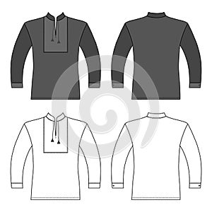 T Slavic shirt vyshivanka man template front, back views