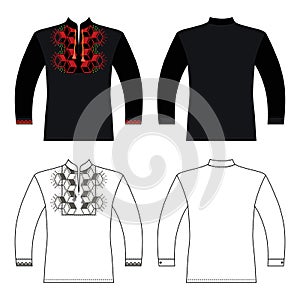 T Slavic shirt vyshivanka man template front, back views