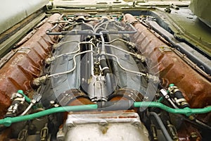 T-72 tank engine, view from open maintenance hatch
