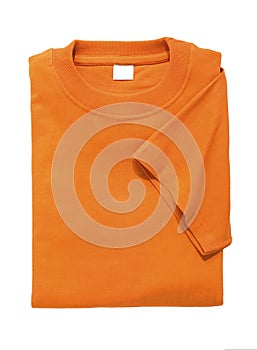 t tee shirt orange folded flat isolated on white background