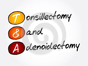T&A - Tonsillectomy and Adenoidectomy acronym, medical concept