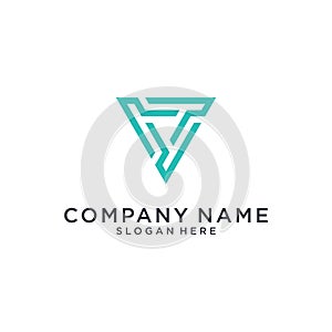T or TT or TTT initial letter logo design template
