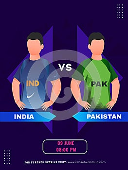 T20 Cricket Match Between India VS Pakistan Player Team on 9th June, Social Media Poster