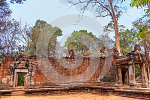 Ta Prohm temple that is deteriorated over time located at Angkor Thom, Siem Reap, Cambodia