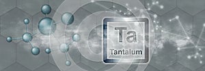 Ta symbol. Tantalum chemical element photo