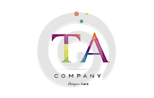 ta t a creative rainbow colors alphabet letter logo icon photo