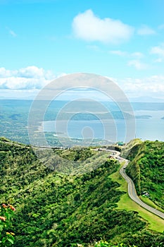 Taal crater lake seen from the slopes of the highly active taal volcano tagaytay in the Philippines, Mountain park tagaytay