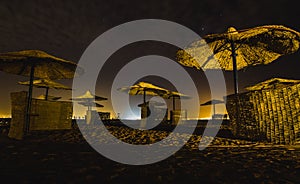 Empty Sofitel hotel by night, Taba, Egypt