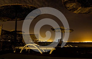 Empty Sofitel hotel by night, Taba, Egypt