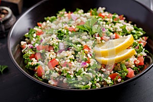 Tabbouleh salad. Traditional middle eastern or arab dish