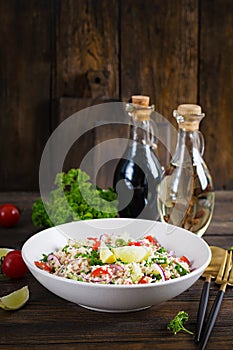 Tabbouleh salad. Traditional middle eastern or arab dish.