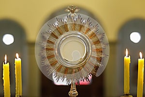 Tabernacle during ostensorial worship in catholic church