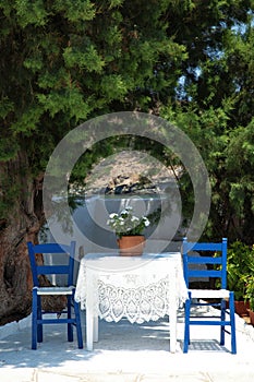 Table for 2 ready in the greek islands