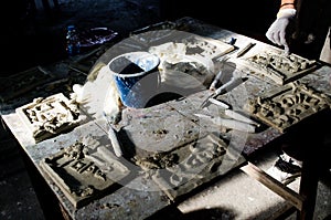 Table and accessories in the art.