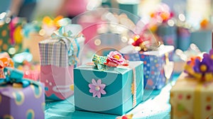 The table adorned with thoughtful and creative handmade gifts showcasing the love and effort put in by children to make