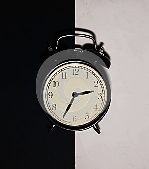 A table alarm clock Black and white design with black and white background