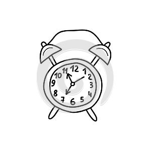 Table alarm clock with a dial. Vector doodle