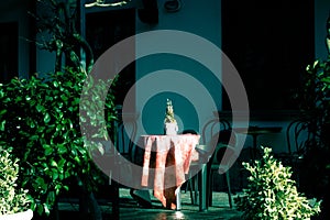 A table in aoutdoor of an house