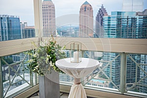 Table on a balcony at the Peachtree Club in Atlanta, GA