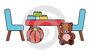 Table bear chairs ball kid toys