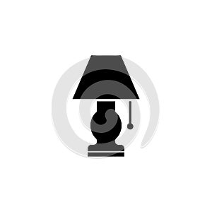 Table Bedroom Lamp, Floor Lamp, Bedside Illuminator. Flat Vector Icon illustration. Simple black symbol on white