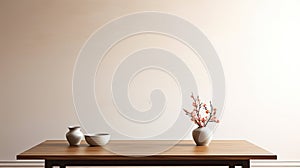 table blurred interior room blank wall