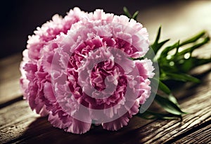 table Carnations wooden Background Flower Summer Wood Love Gift Green Leaves Celebration Desk Pink Mother Beautiful Day Valentines