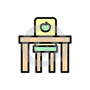Table, chair icon. Simple color with outline vector elements of kindergarten icons for ui and ux, website or mobile application