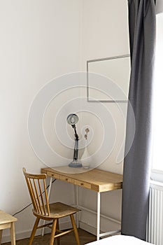 Table and chair in an old apartment. office area