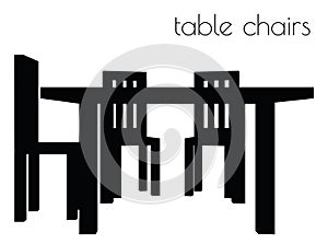 table chair silhouette on white background